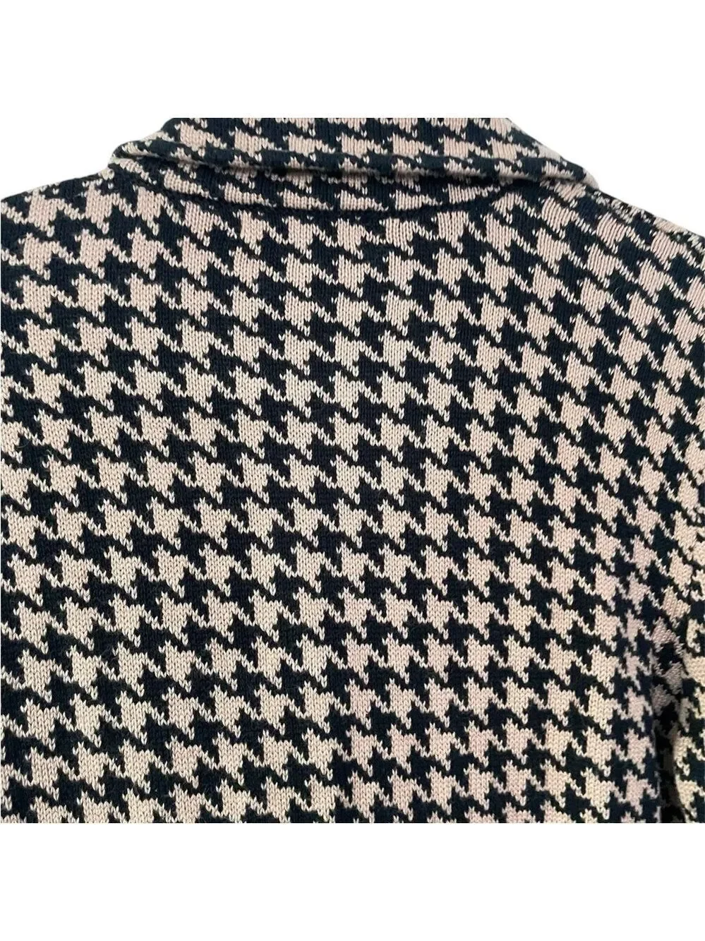 Chaps Women’s Sweater Jacket Houndstooth Brown Black Collared Zip Size: Medium
